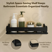 Plantex Stainless Steel Bathroom Shelf/Rack/Bathroom Organizer with Drill/Kitchen Storage Shelf/Wall Mounted Washroom Accessories  (Matt Black - 12x5 inches)