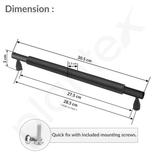 Plantex Cabinet Handle/288mm Handle for Cabinet/Furniture/Door Pull-Push Handle for Home/Office - Pack of 1 (Black)