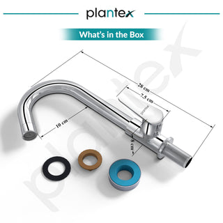 Plantex Pure Brass Sink Tap for Kitchen Basin with Water Saving Nozzle for Kitchen Sink Tap with Teflon Tape & Wall Flange (DOL-2311-Chrome)