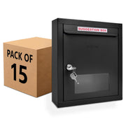 Plantex All in One Multipurpose Letter Box/Suggestion Box for Office/Post Box for Home gate/Donation Box/Complaint Box/with Lock -Wall Mount - Pack of 15 (Black)