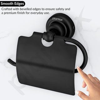 Plantex 304 Grade Stainless Steel Toilet Paper Roll Holder/Toilet Paper Holder/Tissue Roll Holder for Bathroom Accessories - Skyllo (Black)