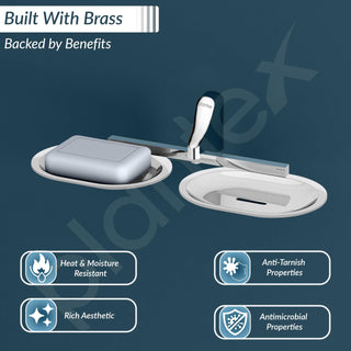 Plantex Rich Brass Unique Dual Soap Holder for Bathroom/Wall Mounted Soap Holder/Soap Stand/Soap Case/Bathroom Accessories (Chrome)