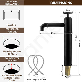 Plantex Pure Brass Basin Mixer Tap Hot and Cold/Single Lever Tap for Wash Basin/Mixer tap for Bathroom-(Matt Black Finish)
