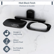 Plantex 304 Grade Stainless Steel Double Soap Holder for Bathroom/Soap Stands/Bathroom Accessories - Parv (Black)