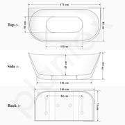 Plantex Bathtub For Bathroom/Freestanding Bath tub for Adults/Deep Soaker Bathtub with Overflow, Popup and Drain Pipe (BSM-207A-White-1700mm)