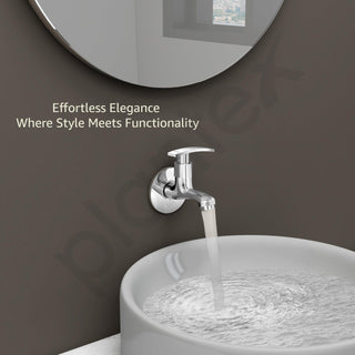 Plantex Single Lever Bib Cock Water Tap for Bathroom with Wall Flange and Teflon Tape/Wash Basin Tap for Home/Tap for Bathroom with Water Saving Aerator-(Samar-Chrome)