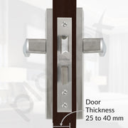 Plantex Heavy-Duty Door Lock Set - Main Door Lock Handle Set/Mortise Lock with 3 Keys, Brass Lockbody & Cylinder (8085 - Satin Steel & Chrome)