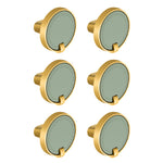 Plantex Knobs for Drawers/Drawer Knobs/Round Knob for Cabinets/Pull-Push Knob for Kitchen/Bedroom/Drawer - Pack of 6 (Gold & Green)
