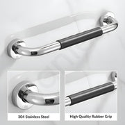 Plantex SS-304 Grade Bathroom Handle for Senior Citizen/Comfort Gripped Grab Bar for Toilet Senior Citizen - Pack of 2 (Chrome & Black)