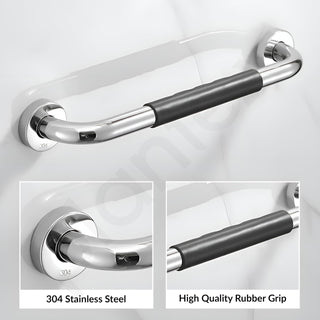 Plantex 304 Stainless Steel Grab Bar for Toilet with Grip/Anti-Slip Handle for Bathroom Support - Pack of 1 (Chrome & Black)
