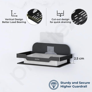 Plantex Self Adhesive Soap Dish for Bathroom/Stainless Steel Soap Holder for Washbasin/Soap Stand for Bathroom Without Drill/Bathroom Accessories - Pack of 2 (Black)