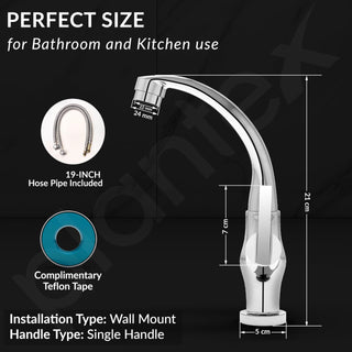 Plantex Pure Brass Wash Basin Tap/Sink Mixer Tap Hot and Cold/Pillar Spout for Wash Basin/Kitchen Mixer Tap-7 Year Warranty (Chrome)