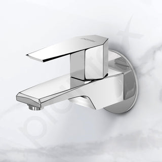 Plantex Bib Cock Water Tap for Bathroom with Water Saving Aerator/Wall Mount Tap for Wash Basin with Teflon Tape & Wall Flange, Chrome (Celesiya-1241)