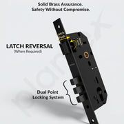 Plantex Fully Brass Door Lock with 3 Years of Warranty/Main Door Lock for Home/Mortise Lock for Door - Main Door Lock Set (3054, Z-Black)