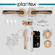 Plantex Main Door Lock/Mortise Lock for Door with 3 Years of Warranty - Robust Door Lock for Home with Brass Lock Body & Cylinder (7117 - PVD Choco)