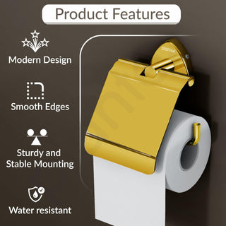 Plantex J4 Stainless Steel Toilet Paper Holder for Bathroom/Tissue Holder for Washroom/Toilet roll Holder for Wall Mounted/Bathroom Accessories (PVD Gold Finish) Angel