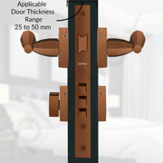 Plantex Door Handle Lock/Main Door Lock Set for Home/Mortise Lock Set with Brass Lock Body & Cylinder  (7135, PVD-Choco)