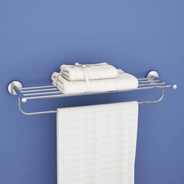 Plantex 24 inch Towel Rack for Bathroom/Smero Pure Brass Towel Stand/Hanger/Holder/Towel Bar/Bathroom Accessories - Circle (Chrome)