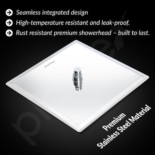 Plantex Stainless Steel Shower Head for Bathroom 12 x 12 inch with Water Saving Techonology/Rain Flow Overhead Shower without Arm/Bathroom Showers - (Ultra Slim-Chrome)