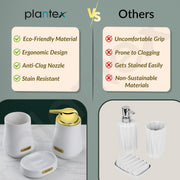 Plantex Ceramic Bathroom Set - Soap Holder for Bathroom/Liquid Soap Dispenser/Tumbler Holder/Toothbrush Holder/Handwash Dispenser - 3 Pcs Set