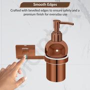 Plantex 304 Grade Stainless Steel Handwash Holder for Wash Basin Liquid Soap Dispenser for Bathroom Accessories - Benz (Rose Gold)
