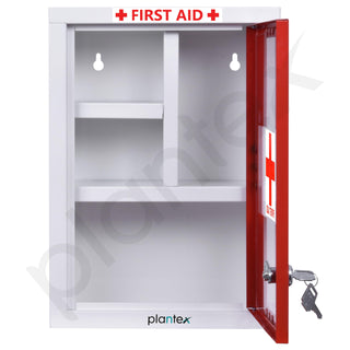 Plantex Metal Emergency First Aid Box for Home/Medical Box for Medicine Storage with Multi Compartments for School, Office - with Lock (Red & White) Big Size, Wall Mount