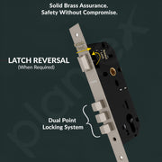 Plantex Mortise Door Lock for Home/Main Door Lock Set for Home & Bedroom/Premium Door Handle Lock with Brass Lock Body & Cylinder (7135, Satin White)