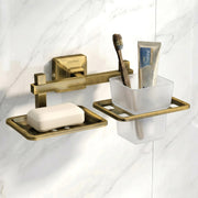 Plantex 304 Grade Stainless Steel Soap and ABS Material Brush Holder Stand for Bathroom and Wash Basin/Bathroom Accessories - Squaro (Antique)