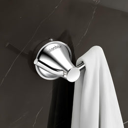 Plantex Robe Hook for Bathroom/Pure Brass Clothes Hanging Hook/Hook for Wall/Bathroom Accessories - Pack of 1 (APS-EFL-04, Chrome)