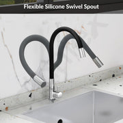 Plantex Pure Brass Flexible Tap for Kitchen Sink/Swan Neck Water Tap Faucet/Kitchen Flexible Sink Tap with Water-Saving Aerator & 360° Swivel Spout (ICO-912B)