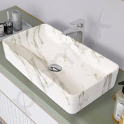 Plantex Wash Basin for Bathroom/Ceramic Tabletop WashBasin/Sink/Basin for Bathroom/Restaurant, Hotel (Marble Finish, 24 x 13 x 5 Inch)