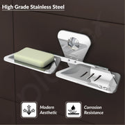 Plantex Stainless Steel Chrome Finish Double Soap Dish Stand for Bathroom/wall mounted soap holder - Bathroom Accessories
