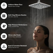 Plantex Stainless Steel Shower Head 100 mm with Water Saving Nozzle/Shower for Bathroom/Rain Shower Head for Bathroom without Arm- (Sandwich Shower-Chrome)