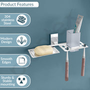 Plantex Iris 304 Grade Stainless Steel 2in1 Soap Holder With Tumbler Holder/Bathroom Accessories
