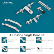 Plantex Stainless Steel Door Kit for Single Door/Door Hardware/Door Accessories (10 inch Al-Drop,8 inch Latch, 8 inch 2 Handles,7 inch Tower Bolt and 4 inch Door Stopper) - (DK-04-Combi)