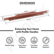 Plantex Profile Handle for Kitchen Cabinet/12 Inch Aluminium Drawer Profile Handle/Wardrobe Pull Handle for Home/Office/Hotel - Pack of 3 (Rose Gold)