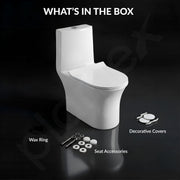 Plantex Ceramic Commode For Toilet/One Piece Western Commode With Rimless Siphonic Flush/Commode With Soft Closing Toilet Seat - S Trap - (Hexa, White)