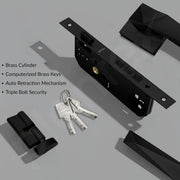 Plantex Main door Lock Set/Door Handle Lock/Mortise Door Lock for Home with 3 Years of Warranty (7129, Z-Black)