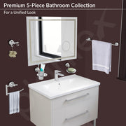 Plantex 304 Grade Stainless Steel Bathroom Accessories Set of 5 - Towel Rod/Hand Napkin Hanger for Wash Basin/Soap Case/Toothbrush Holder/Robe Hook - Skyllo (Chrome)