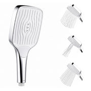 Plantex ABS Hand Shower for Bathroom/3 Mode Multifunctional Shower/Rectangle Hand Shower Without Hose Pipe for Home/Hotel - (Chrome & White, H510)