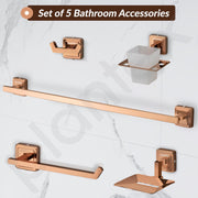 Plantex Decan 304 Grade Stainless Steel Towel Rod for Bathroom/Soap Holder/Napkin Ring/Tumbler Holder/Robe Hook/Bathroom Accessories - Rose Gold