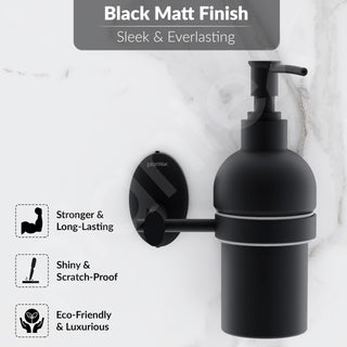 Plantex 304 Grade Stainless Steel Liquid Soap Dispenser for Bathroom/Wall Mount handwash Dispenser/Shampoo Dispenser/Bathroom Accessories - Oreva (Black)