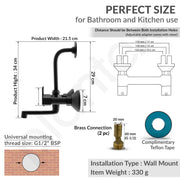Plantex Wall Mixer for Bathroom 2 in 1 with L-Bend Connecter for Overhead Shower with Brass Spindles/Wall Mixer with Nickel Chrome Mirror Finish/Teflon Tape and Wall Flange-(Saga-blk)