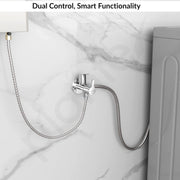 Plantex Angle Valve 2 in 1/Two Way Angle Cock Tap with Wall Flange & Teflon Tape/Angle Valve for Bathroom-(Chrome)