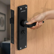 Plantex Stainless Steel Door Lock Ã¢â‚¬â€œ Bathroom Door Lock/Mortise 8inch Keyless Plate Handle Set for Home/Bathroom/Store Room/Balcony/Office - Pack of 1 (DTM-660, Black)