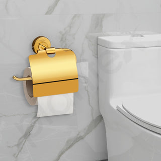 Plantex 304 Grade Stainless Steel Tissue Paper Holder for Bathroom/Stylish and Durable Toilet Paper Holder/Bathroom Accessories Pack of 4, Daizy (Golden)
