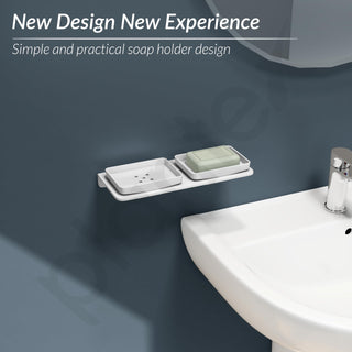 Plantex 5mm Acrylic Double Soap Dish/Soap Holder/Soap Stands for Bathroom & Kitchen/Bathroom Accessories - Wall Mount (White)