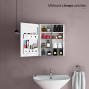 Plantex Bathroom Cabinet with Mirror/ABS Bathroom Storage Organiser/Multipurpose Shelf/Wall Mount Mirror Cabinet for Wash Basin (14x18 Inch, White)