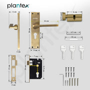 Plantex Stainless Steel Door Lock Handle Set/6-Lever Lock Mechanism with 3 Years of Warranty/Mortise Lock with 3 Keys, Brass Lock Body & Cylinder - (Brass Antique)