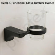 Plantex Tumbler Holder for Bathroom/Space Aluminium Tooth Brush Holder/Toothpaste Hoder/ Bathroom Accessories - Pack of 1 (Black)